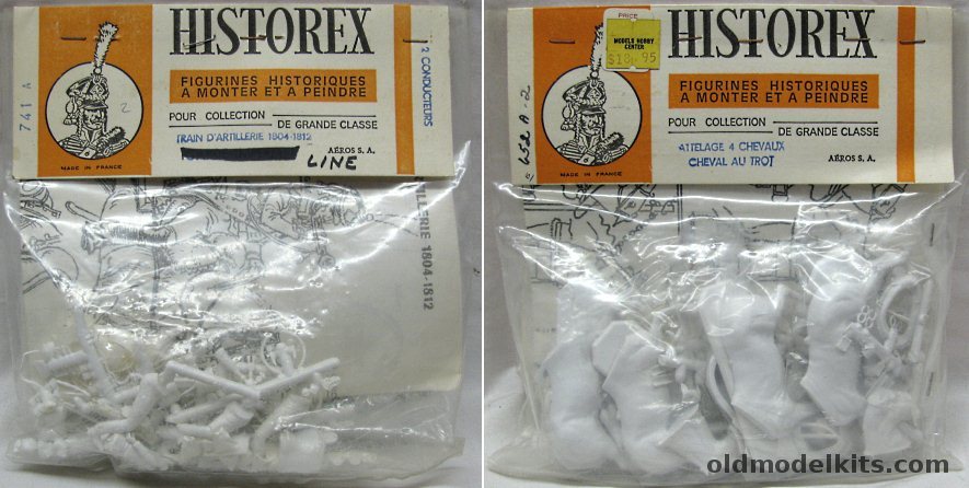 Historex 1/32 Artillery Train 1804-1812 (Train D'Artillerie) - Double Pack with Four Horses - Historical Figures, 741A 652A plastic model kit